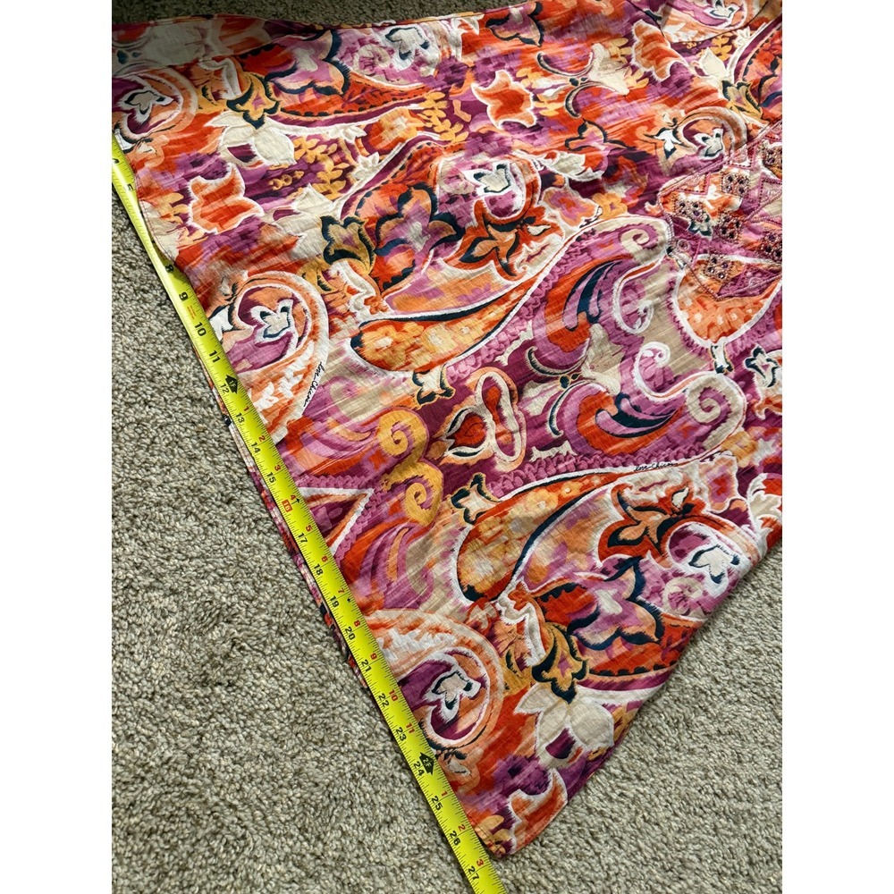 Chicos Tunic Top boho blouse Beaded Paisley Print Women Size L - Picture 10 of 13
